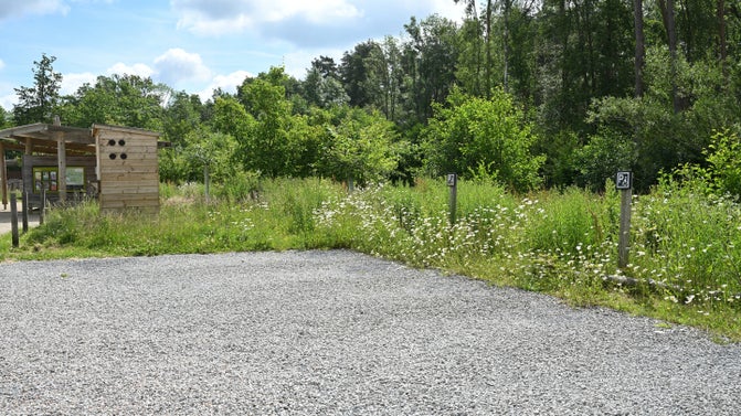 Accessible parking spaces at Calke Explore, Derbyshire